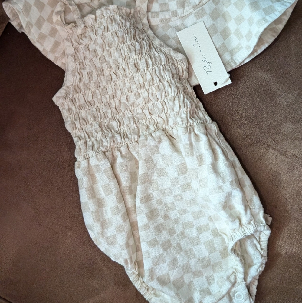 Rylee and Cru Kaia Romper | Dove Check 6-12 months NWOT